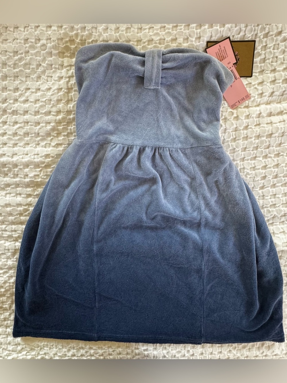 NWT Juicy Couture Swim Sz P Blue Ombre  Coverup Strapless Terry Mini Dress